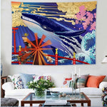Japanese Whale Tapestry Wall Hanging