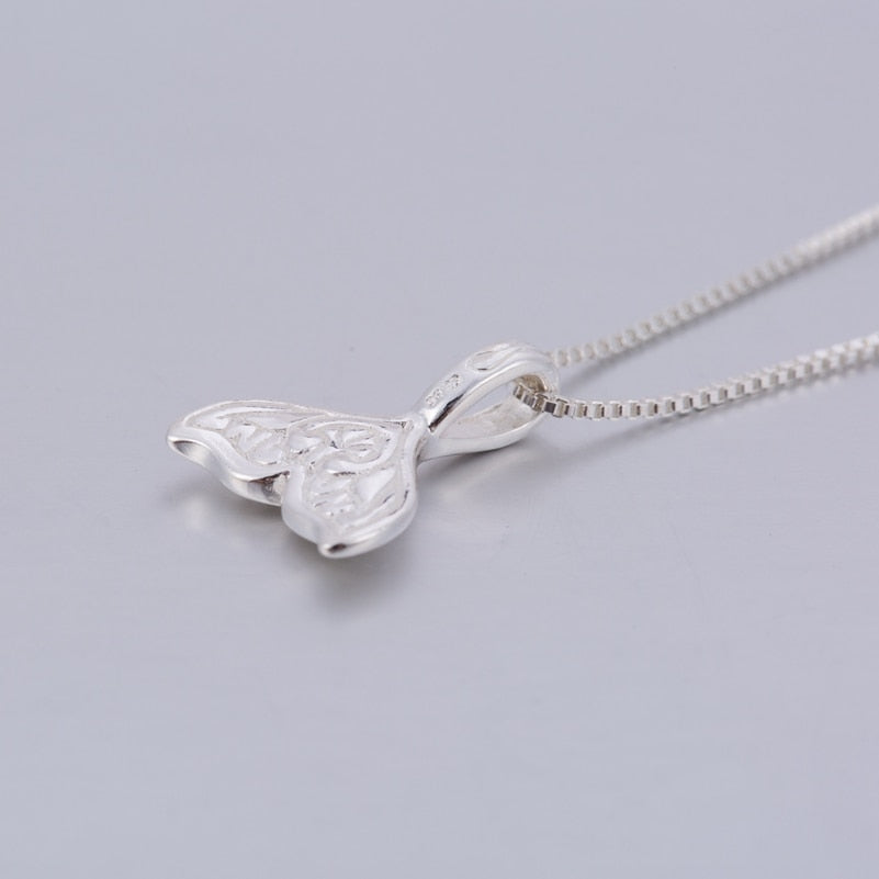 Silver Whale Tail Pendant Necklace