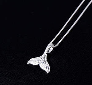 Silver Whale Tail Pendant Necklace