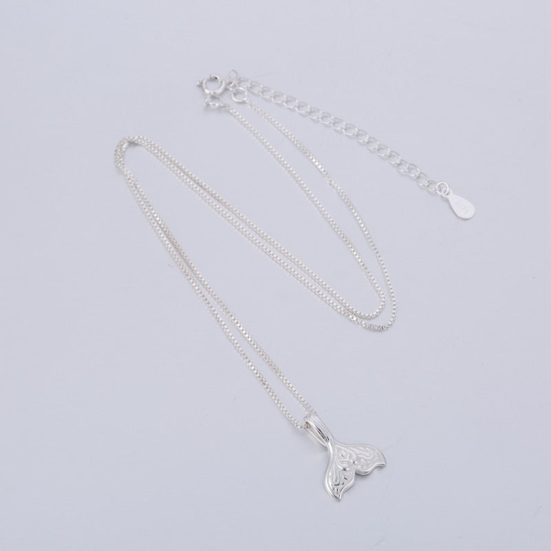 Silver Whale Tail Pendant Necklace