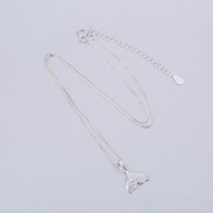 Silver Whale Tail Pendant Necklace