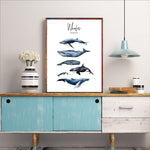 Watercolor Whales Poster