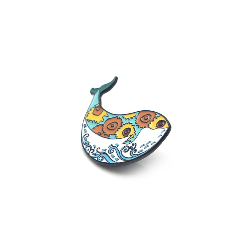 Whale Wave Art Enamel Pin