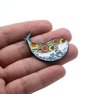 Whale Wave Art Enamel Pin