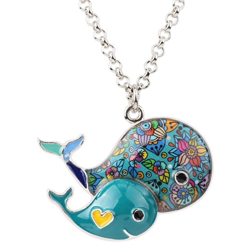 Cute Enamel Whale Necklace