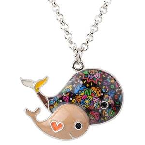 Cute Enamel Whale Necklace