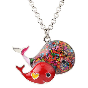 Cute Enamel Whale Necklace