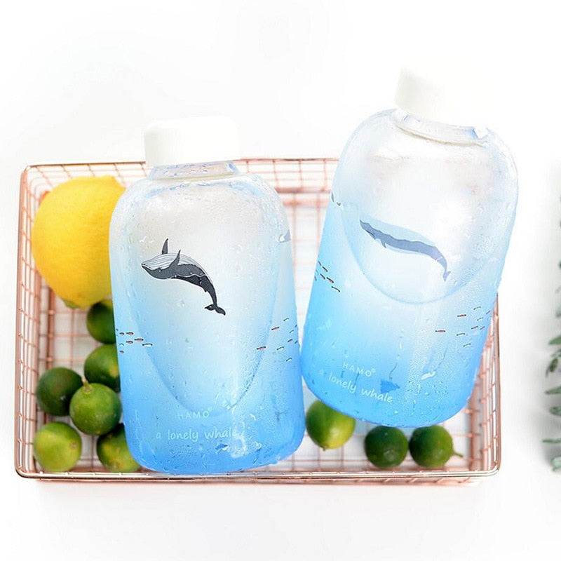 Whale Glass Water Bottle (600ml)