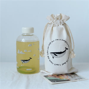 Whale Glass Water Bottle (600ml)