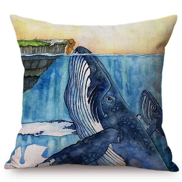 Blue Whale Cushion Cover