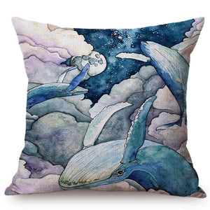 Blue Whale Cushion Cover